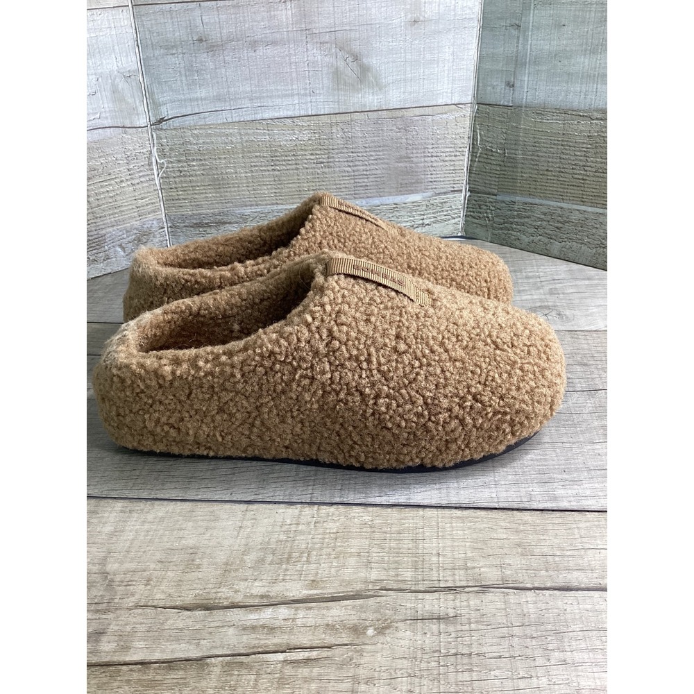 Bombas Sherpa Mule Slippers Camel Tan Brown Women Size 6 Slip On Cozy Shoes
